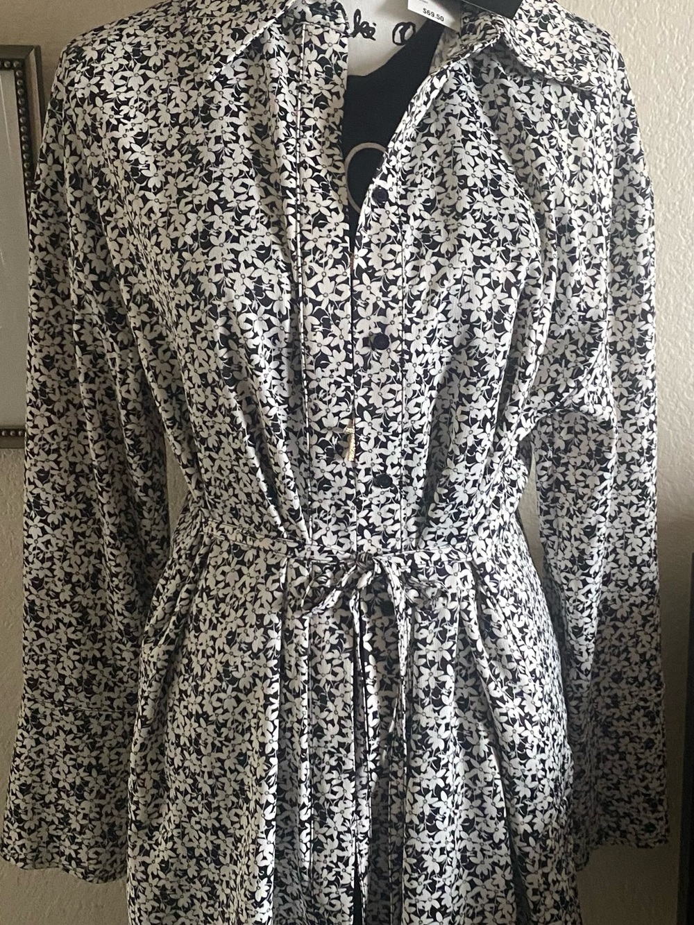 Bar III by Sofia Richie: Black and White Floral Button-Front Dress NWT
